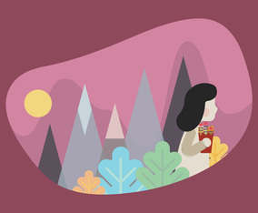 Girl With Flower in Minimalist Cute Scandinavian Style