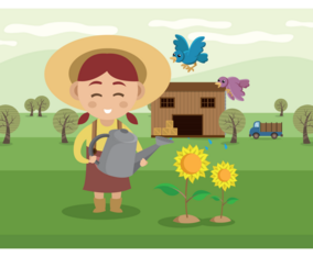 Girl With Sunflowers