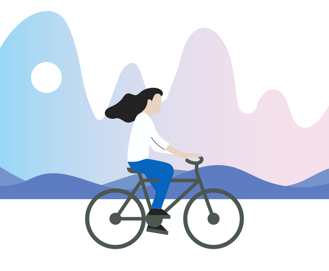Riding Bicycle Vector Illustration