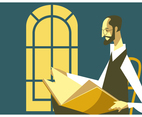 Oldman Reading Book Vector