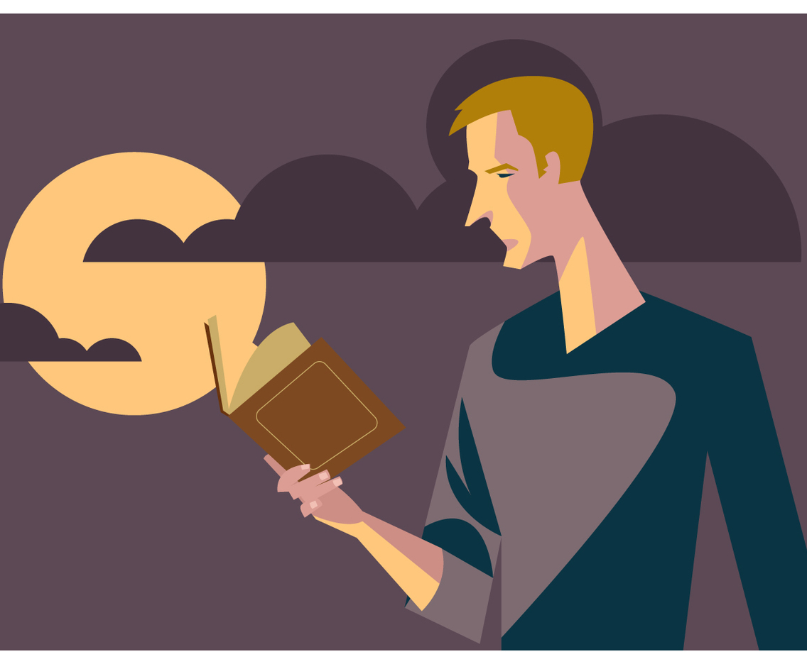 Man Reding Book Vector