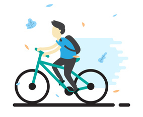 Teenager Riding Bicycle Vector Illustration