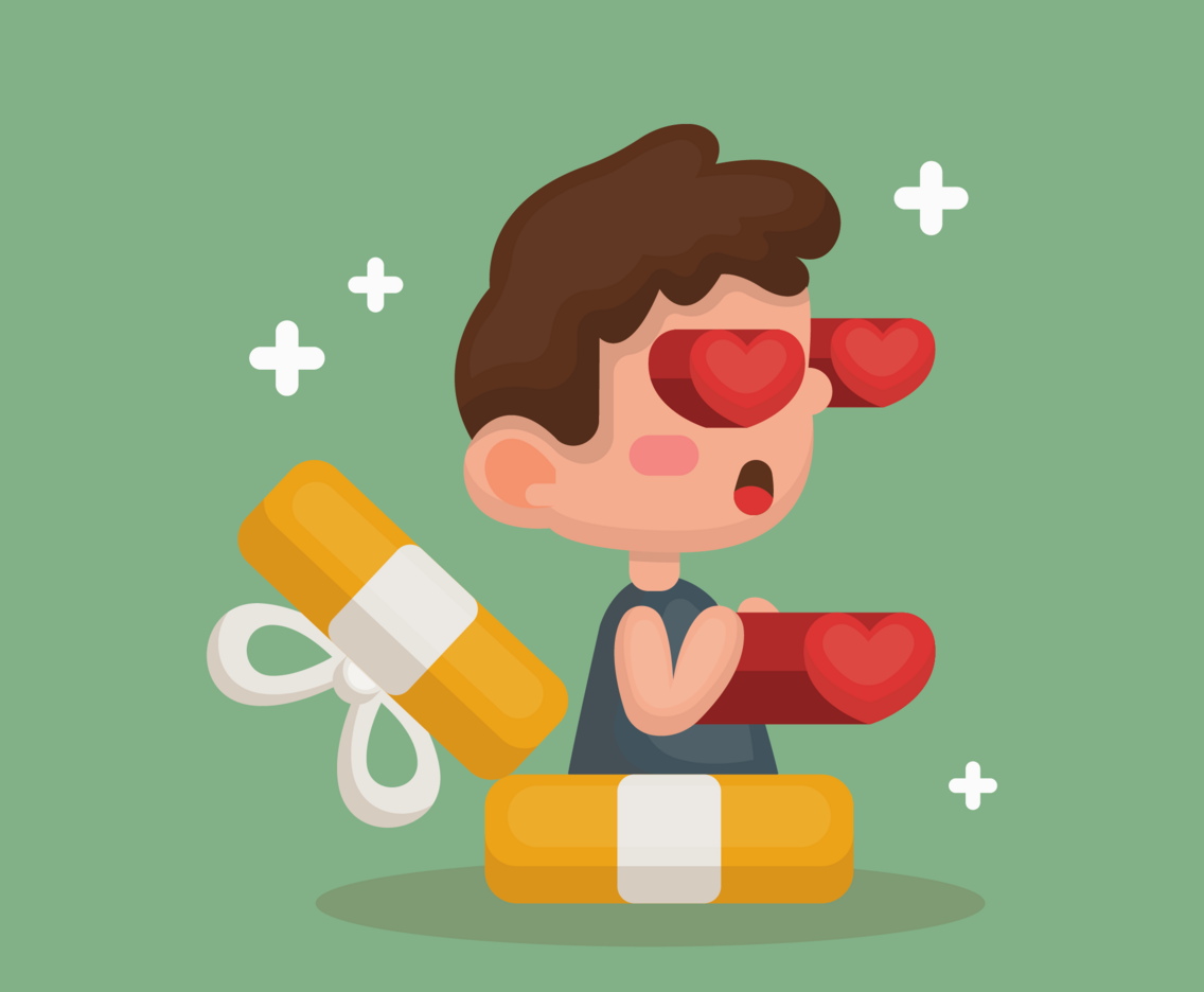 Boy with heart eyes vector