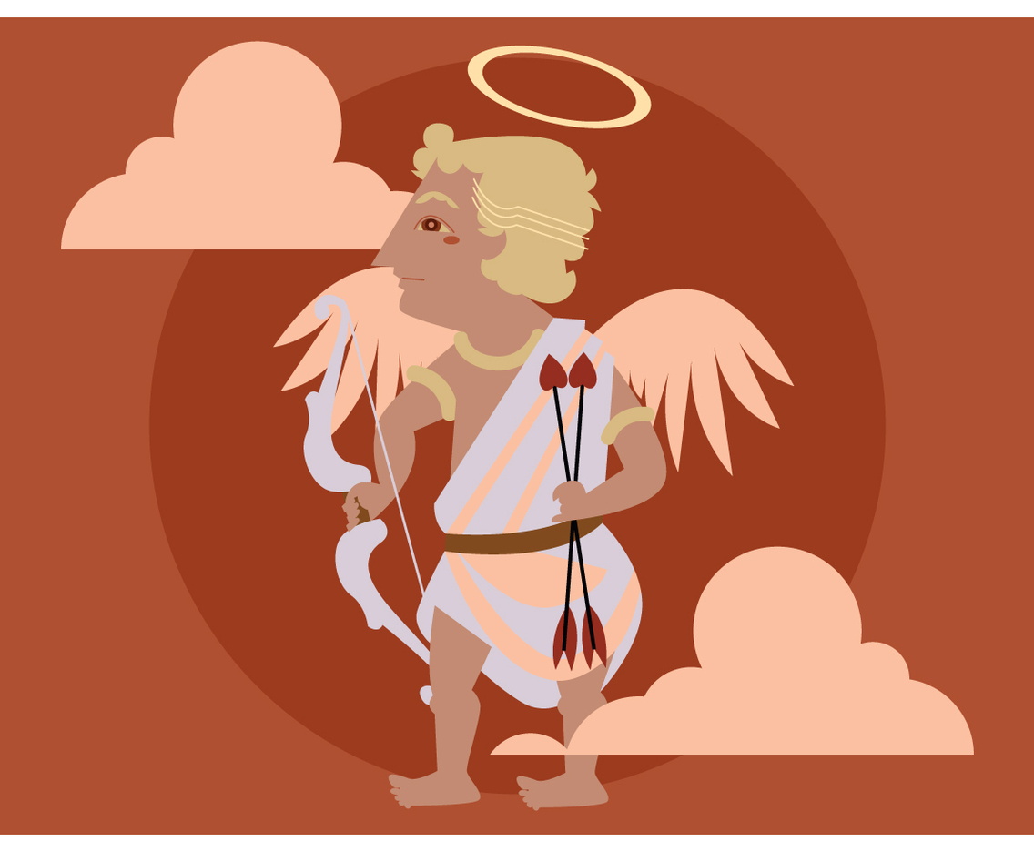 Cupid in Ancient Wayang Vector