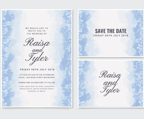 Vector Blue Wedding Invitation