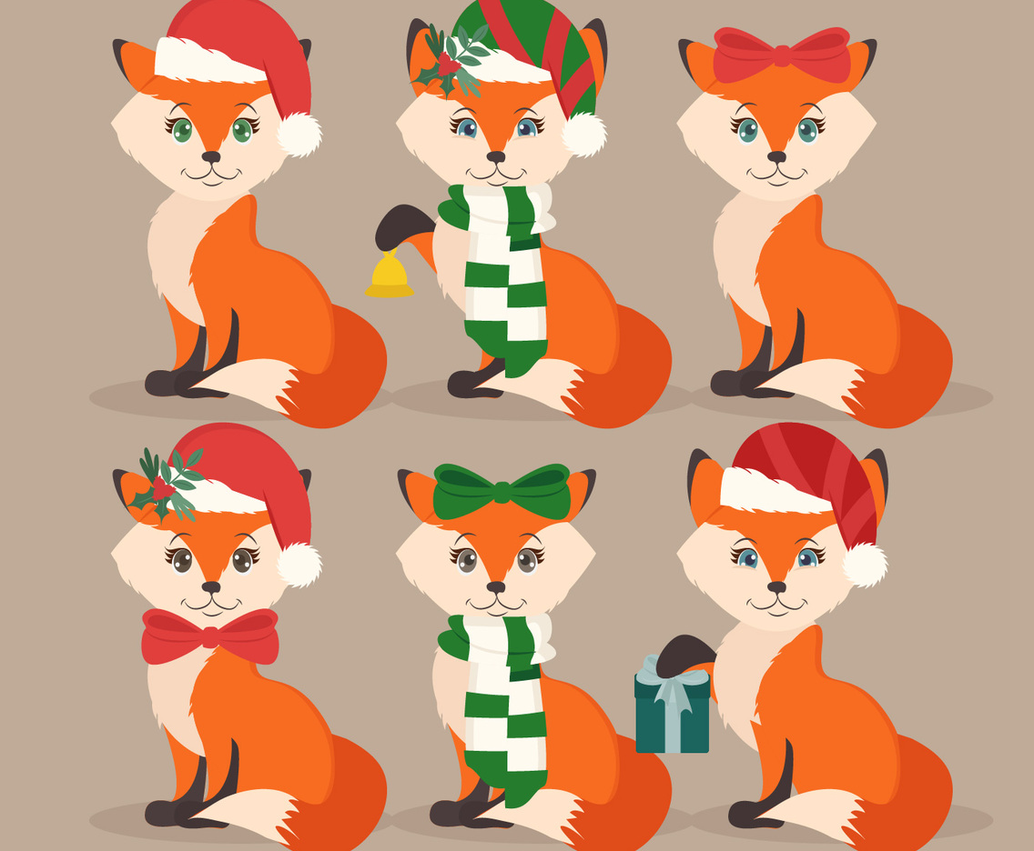 Vector Festive Foxes
