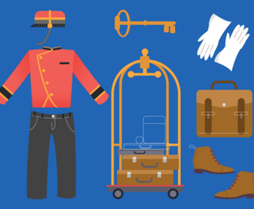 Bellboy Hotel Officer Outfit Vector Illustration