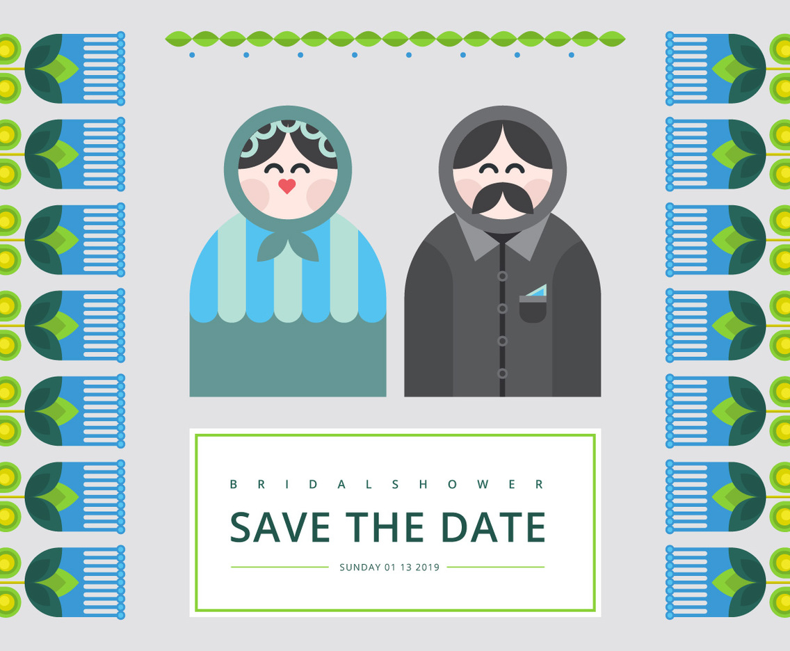 Bridal Shower Invitation Scandinavian Style Matryoshka Figure