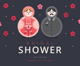 Bridal Shower Invitation Scandinavian Style Matryoshka Figure