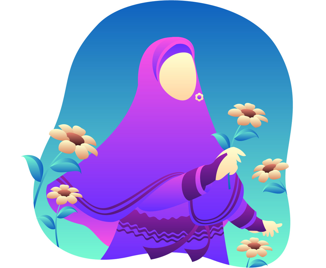 Moslem Girl With Flowers