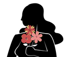 Silhouette Girl With Flower Bouquet