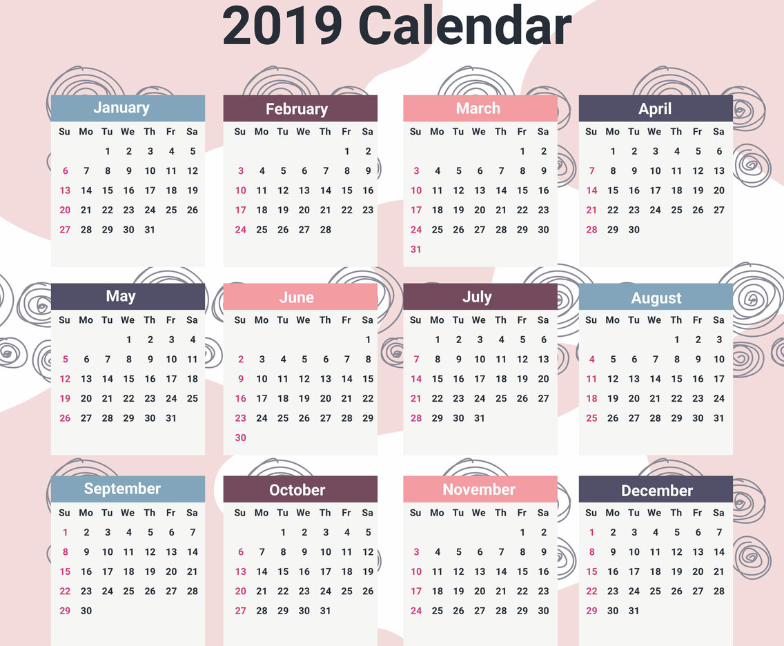 2019 Printable Calendar
