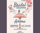 Bridal Shower Invitation with flowers and Wedding Cake