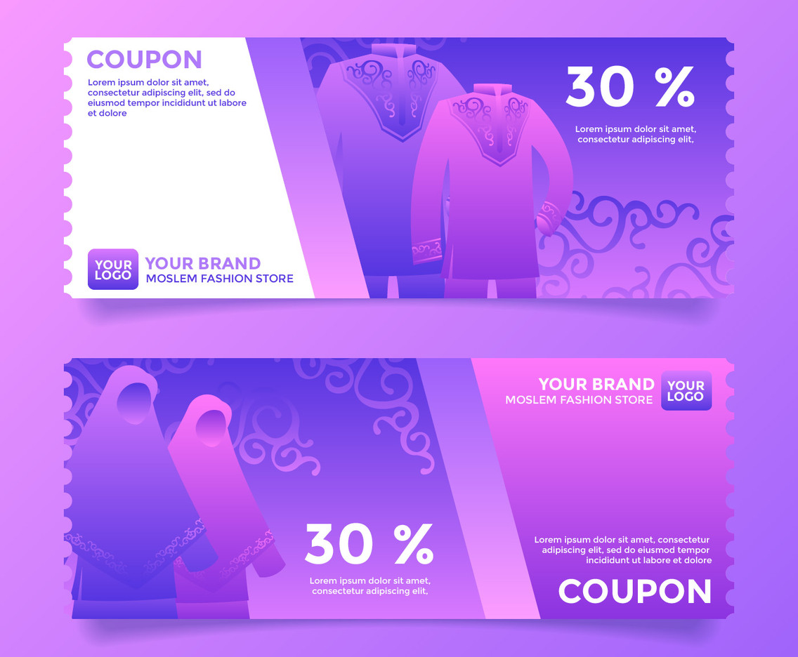 Moslem Fashion Store Coupon Template Vector