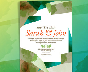 Geometric Watercolor Luxury Wedding Invitation Template