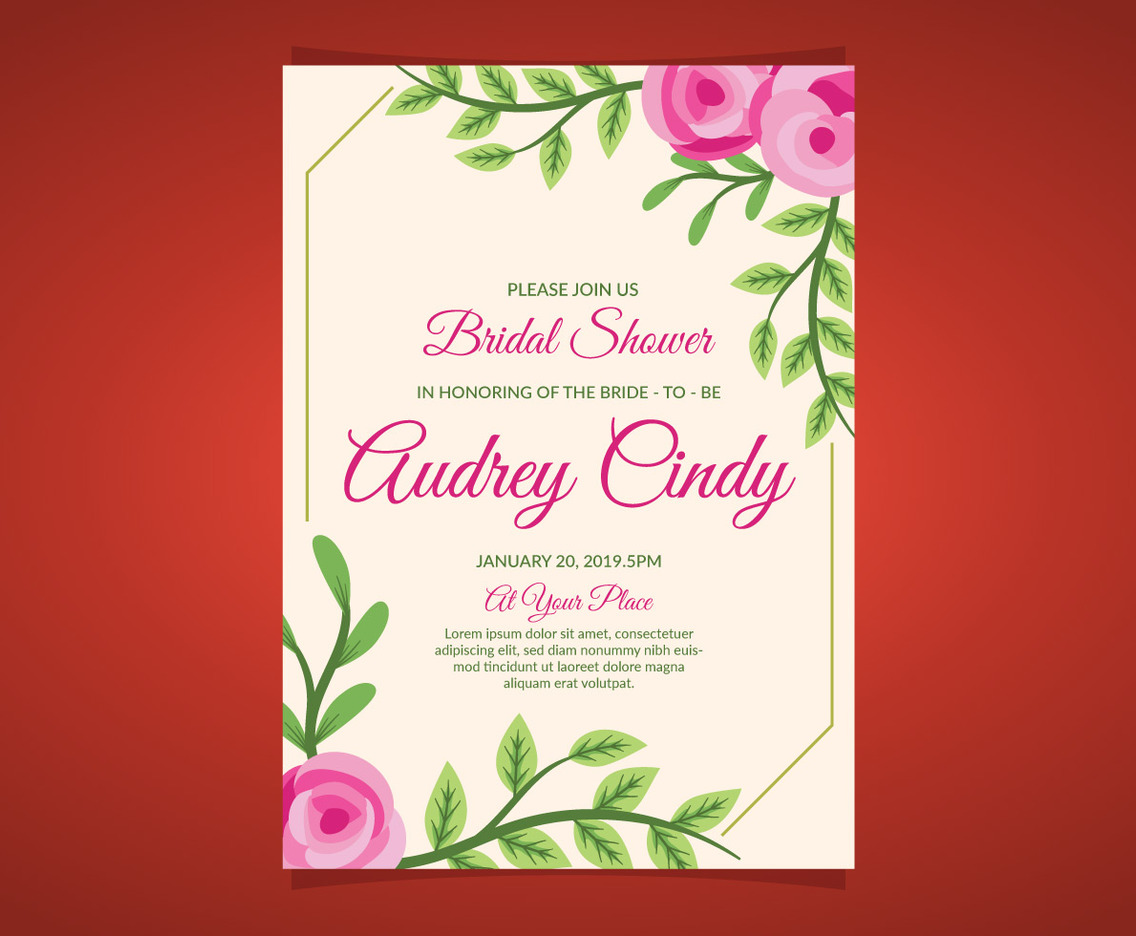 Bridal Shower Floral Card Template
