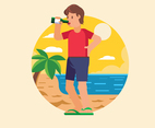 Guy Drinking Beer at the beach