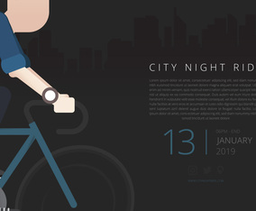 Health Lifestyle Flyer. City Night Ride. Bicyclist Event.