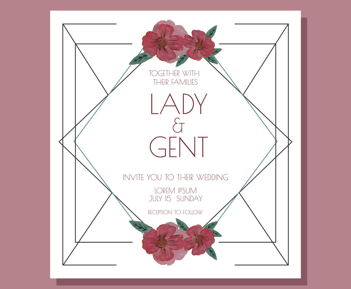 Geometric Wedding Invitation Vector