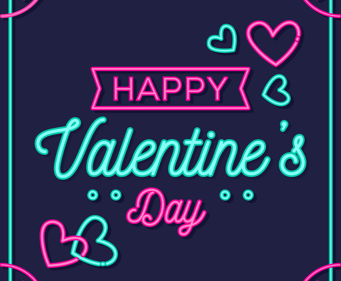 Happy Valentine Day Neon Style Vector