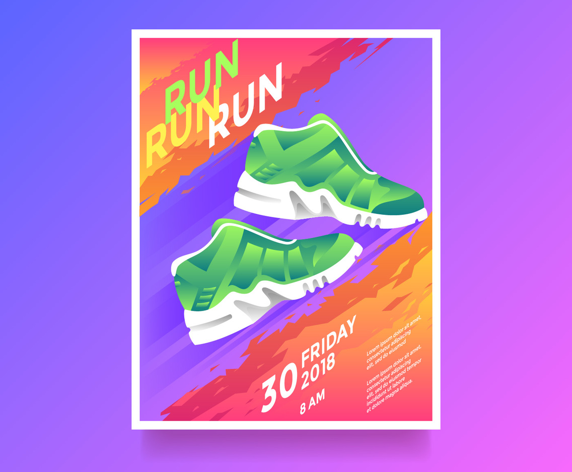Run Run Run Health Lifestyle Flyer Vector