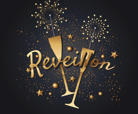 Celebration New Year Theme or Reveillon with Champagne Wine and Fireworks