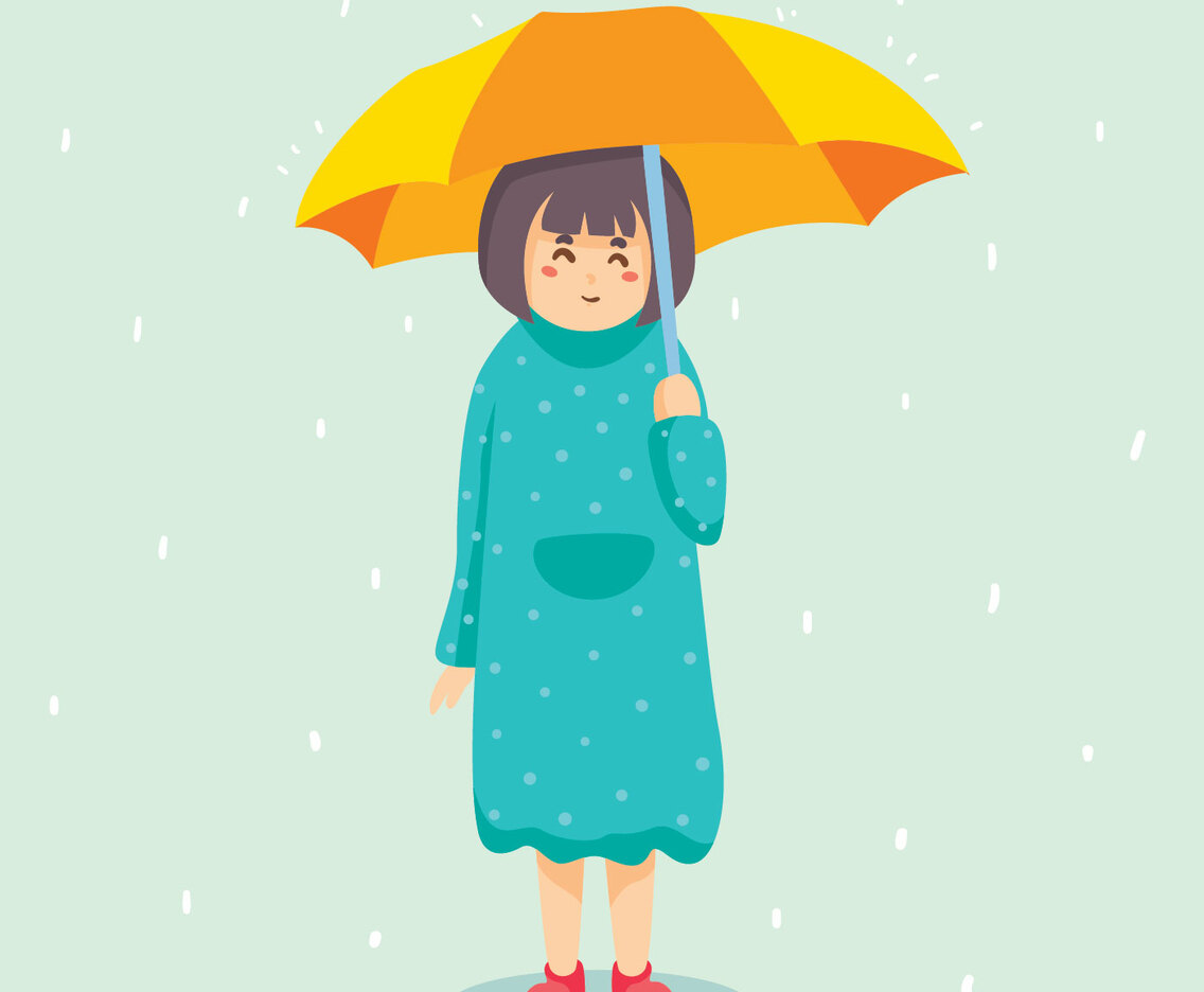 Girl Holding Umbrella Vector