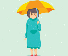 Girl Holding Umbrella Vector