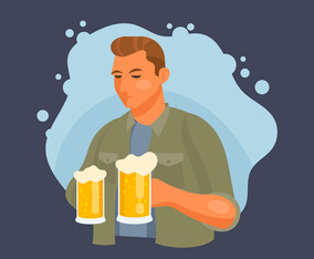 Guys Drinking Beer Illustration