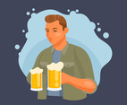 Guys Drinking Beer Illustration