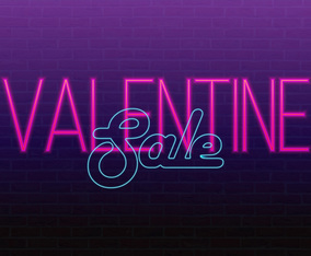Happy Valentine's day. Valentines Day Sale event. 3d neon sign. Realistic neon sign. Love sign. Love neon sign.