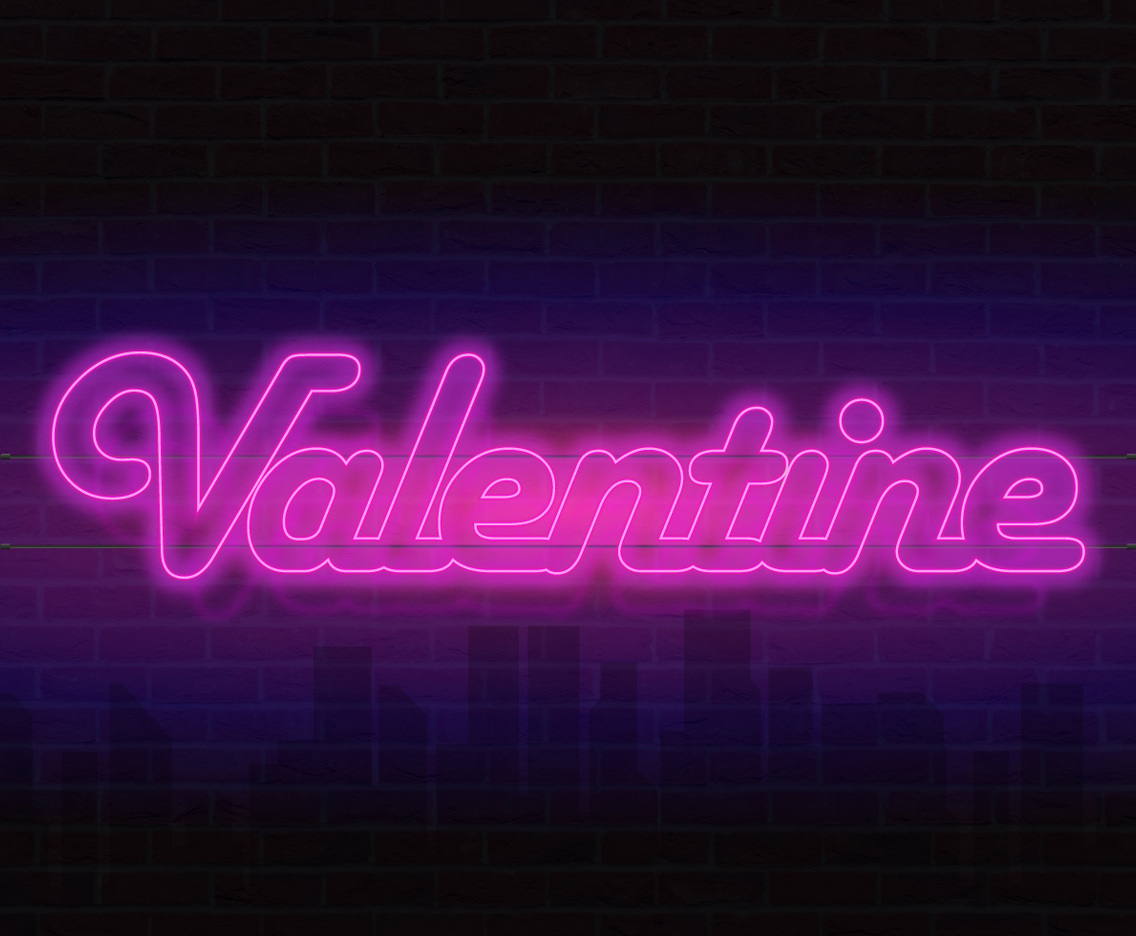 Happy Valentine's day. 3d neon sign. Realistic neon sign. Love sign. Love neon sign.