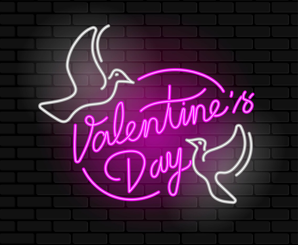 Valentine Day Vintage Neon Sign Vector