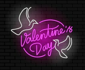 Valentine Day Vintage Neon Sign Vector