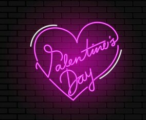Valentine Day Neon Sign Vector