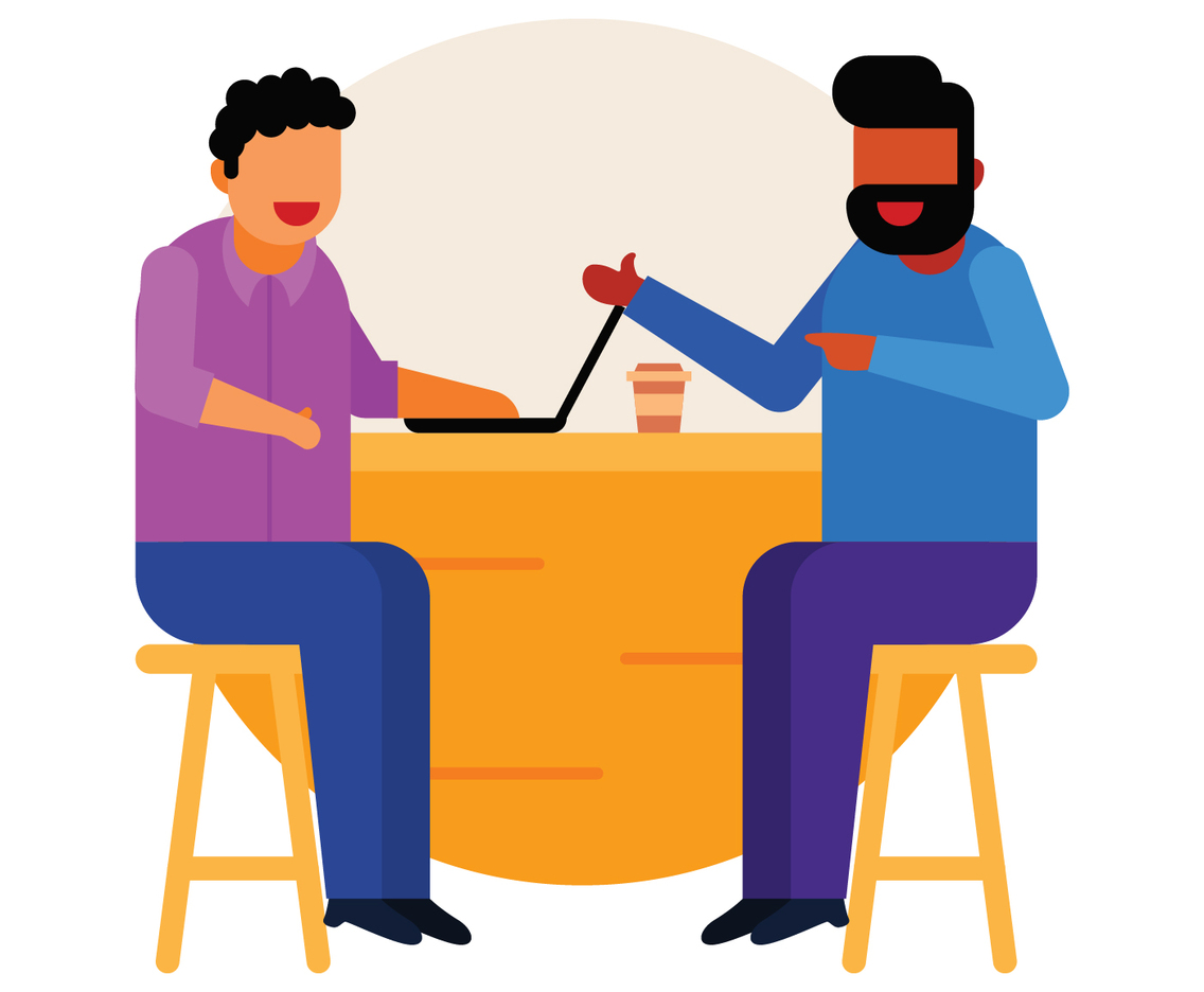 Meeting with client at coffee shop