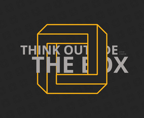 Think Outside the Box in Creative Style, Cards of encouragement with positive text and outer space, planet, stars in creative styles