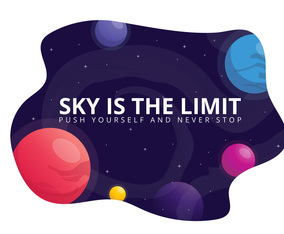 Cards of encouragement with positive text and outer space, planet, stars in creative styles.