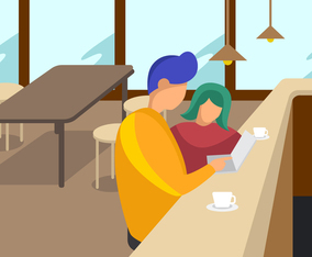 Outstanding Coffee Shop Meeting Vectors