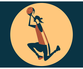 Female Basket Player Shooting Vector