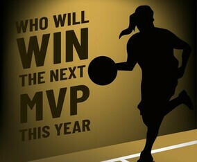 MVP Banner Template With Female Basketball Player Silhouette
