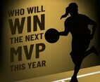 MVP Banner Template With Female Basketball Player Silhouette