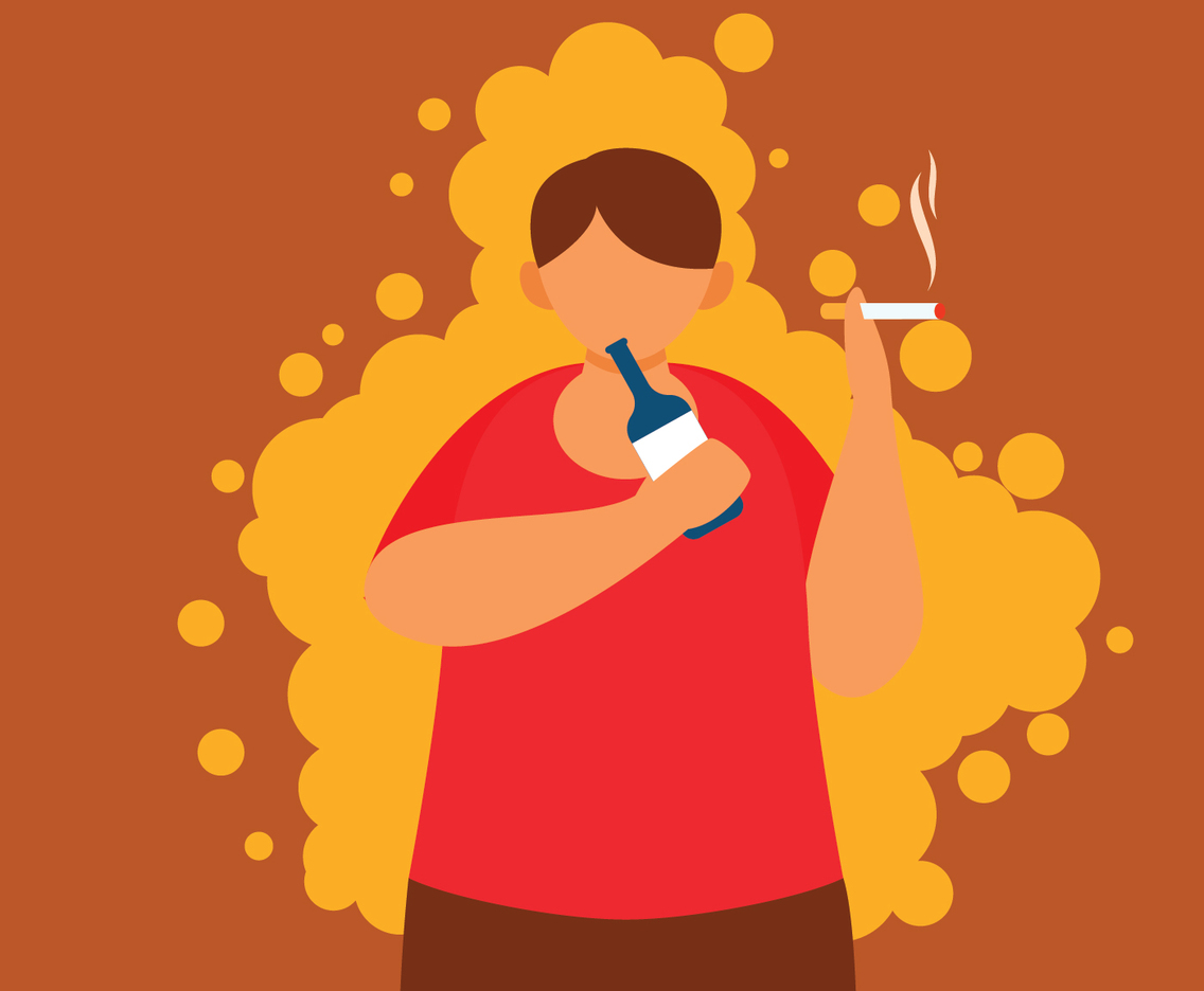 Guy drinking beer and smoking