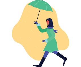 Girl holding umbrella in the rain