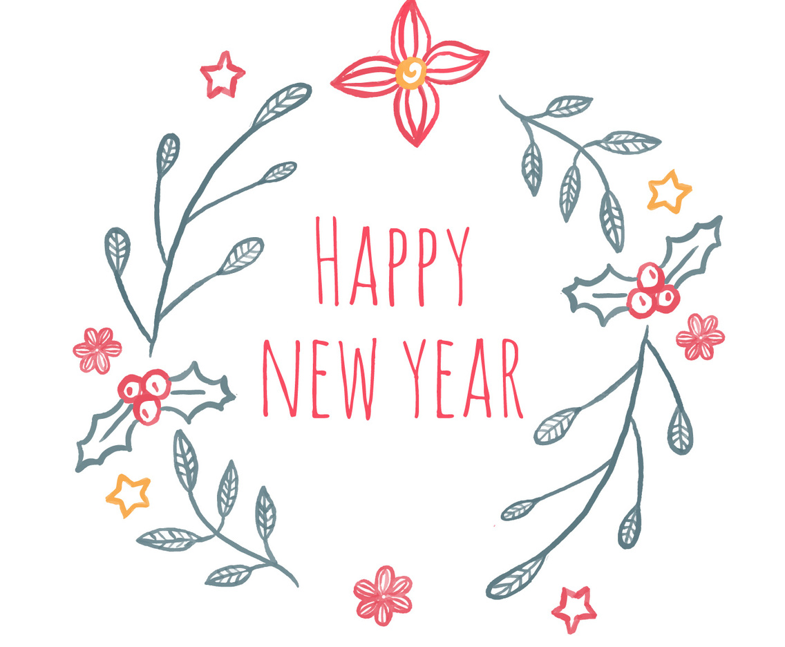 Cute Christmas Wreath With Leaves And Flowers