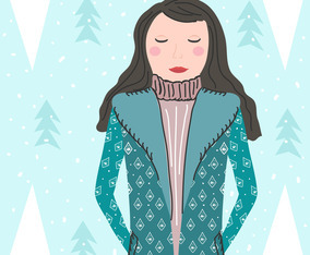 Model Portrait In Winter Outdoors