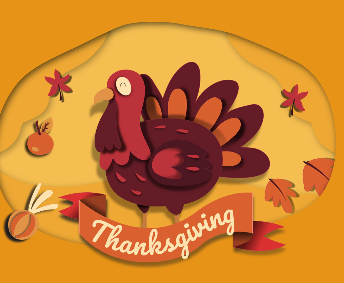 Tanksgiving Background Papercraft Style vector Illustration