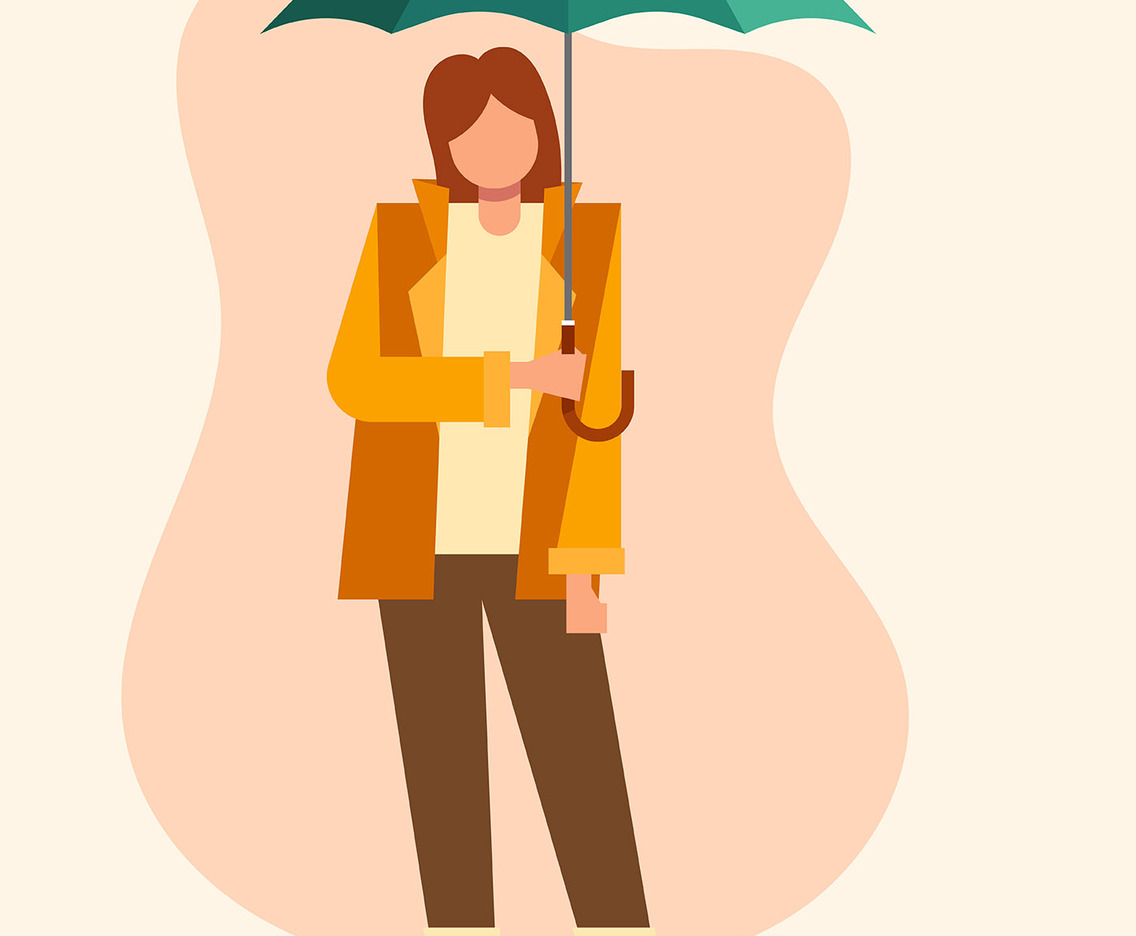 Girl Holding Umbrella Illustration