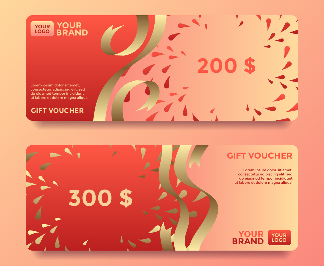 Ribbon Gift Card Voucher Templates Vector