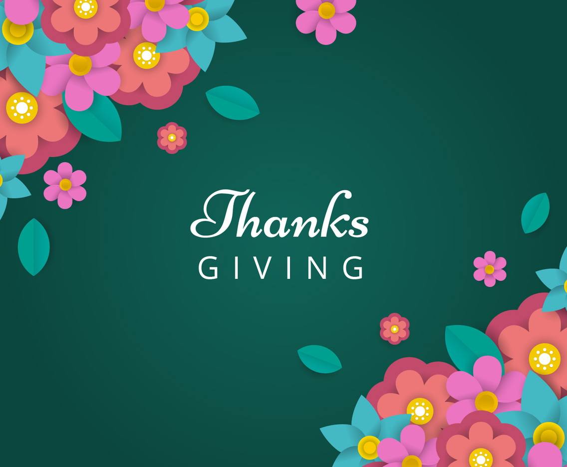 Floral Paper Craft Thanks Giving Vector